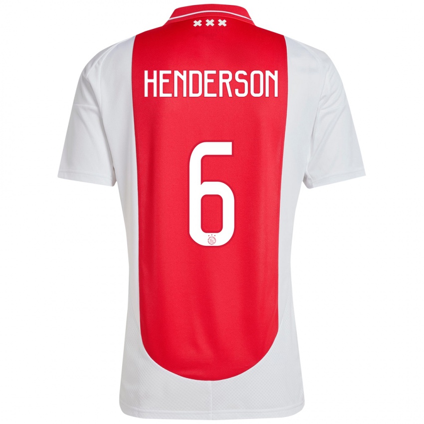 Niño Camiseta Jordan Henderson #6 Rojo Blanco 1ª Equipación 2024/25 La Camisa Perú