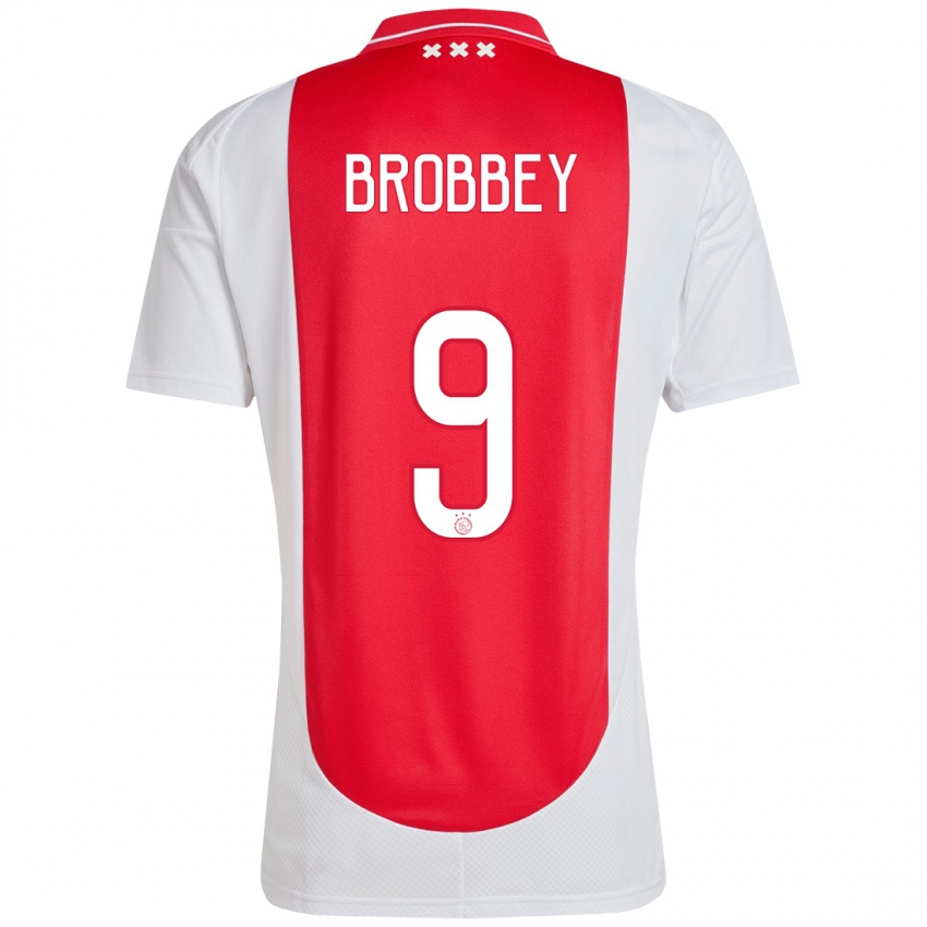 Niño Camiseta Brian Brobbey #9 Rojo Blanco 1ª Equipación 2024/25 La Camisa Perú