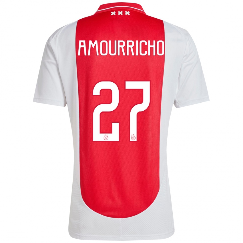 Niño Camiseta Amourricho Van Axel Dongen #27 Rojo Blanco 1ª Equipación 2024/25 La Camisa Perú