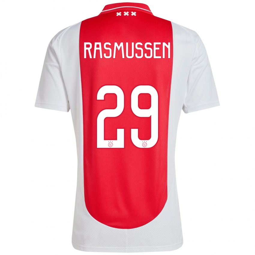 Niño Camiseta Christian Rasmussen #29 Rojo Blanco 1ª Equipación 2024/25 La Camisa Perú