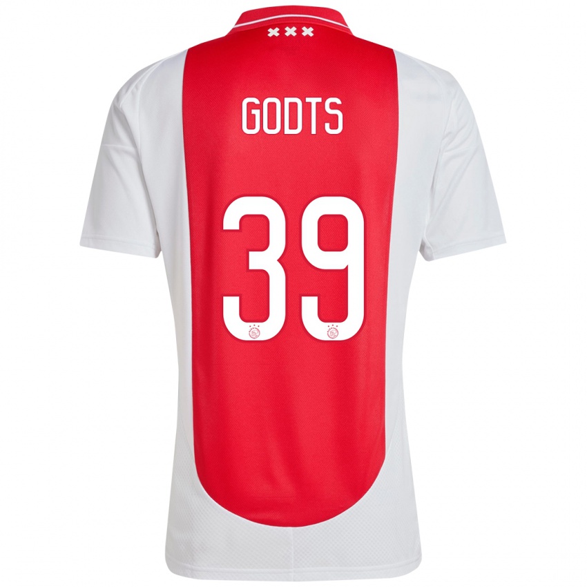 Niño Camiseta Mika Godts #39 Rojo Blanco 1ª Equipación 2024/25 La Camisa Perú