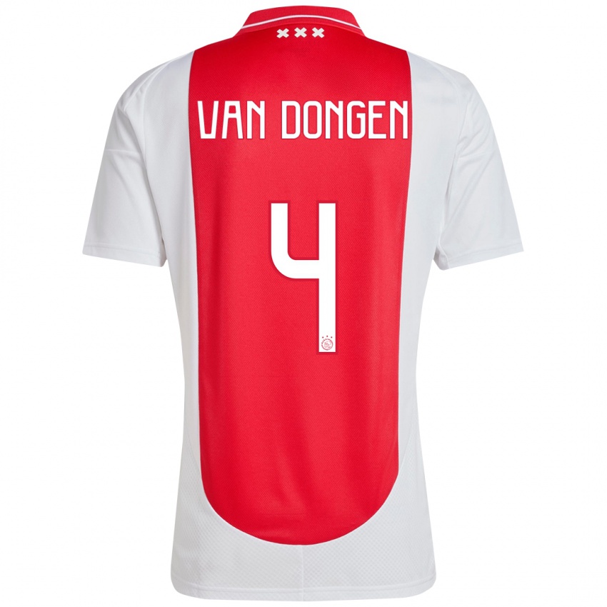 Niño Camiseta Bram Van Dongen #4 Rojo Blanco 1ª Equipación 2024/25 La Camisa Perú