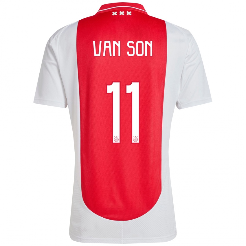 Niño Camiseta Daniël Van Son #11 Rojo Blanco 1ª Equipación 2024/25 La Camisa Perú