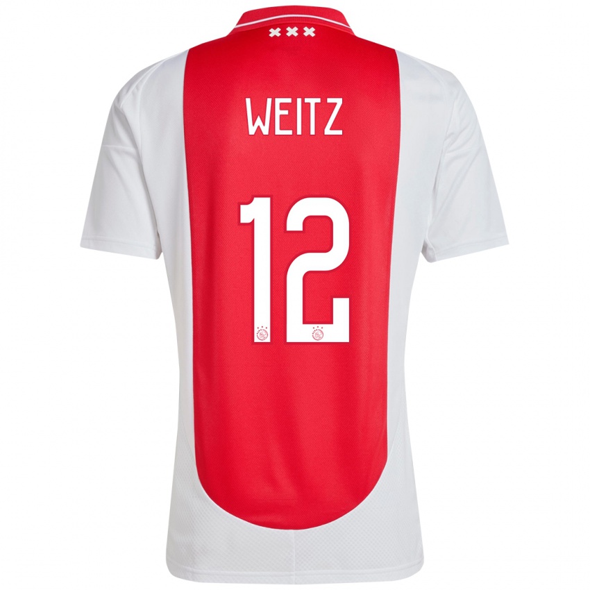 Niño Camiseta Axel Weitz #12 Rojo Blanco 1ª Equipación 2024/25 La Camisa Perú