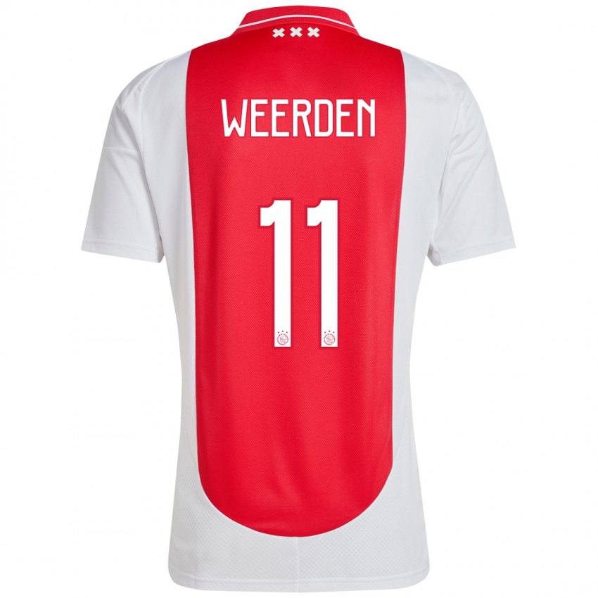 Niño Camiseta Ashleigh Weerden #11 Rojo Blanco 1ª Equipación 2024/25 La Camisa Perú