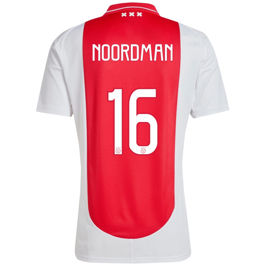 Niño Camiseta Danique Noordman #16 Rojo Blanco 1ª Equipación 2024/25 La Camisa Perú