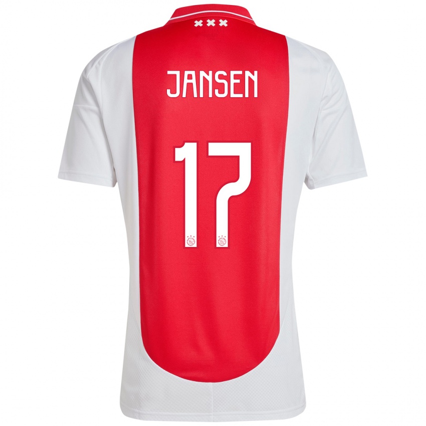 Niño Camiseta Bente Jansen #17 Rojo Blanco 1ª Equipación 2024/25 La Camisa Perú