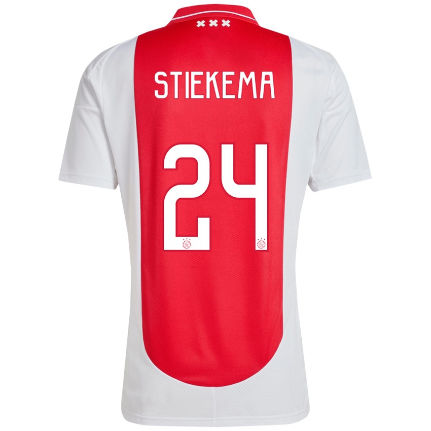 Niño Camiseta Iris Stiekema #24 Rojo Blanco 1ª Equipación 2024/25 La Camisa Perú