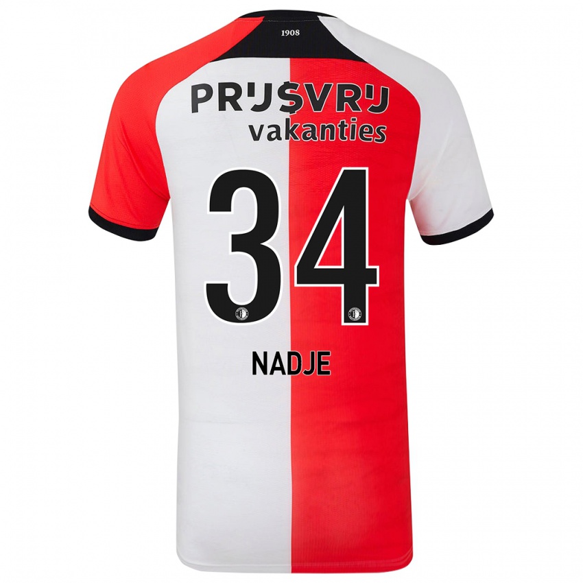 Niño Camiseta Chris-Kévin Nadje #34 Rojo Blanco 1ª Equipación 2024/25 La Camisa Perú