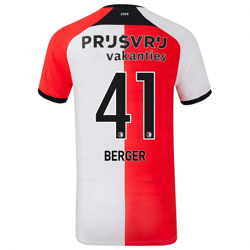 Niño Camiseta Mannou Berger #41 Rojo Blanco 1ª Equipación 2024/25 La Camisa Perú