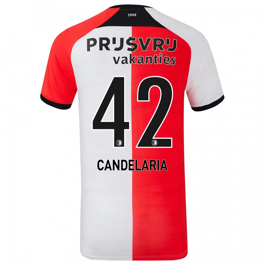 Niño Camiseta Jayden Candelaria #42 Rojo Blanco 1ª Equipación 2024/25 La Camisa Perú