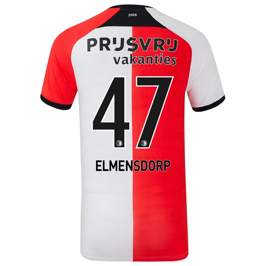 Niño Camiseta Paris Elmensdorp #47 Rojo Blanco 1ª Equipación 2024/25 La Camisa Perú