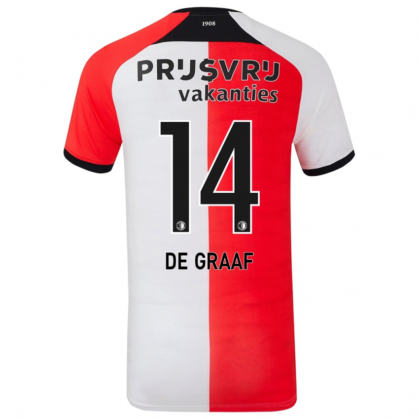 Niño Camiseta Esmee De Graaf #14 Rojo Blanco 1ª Equipación 2024/25 La Camisa Perú