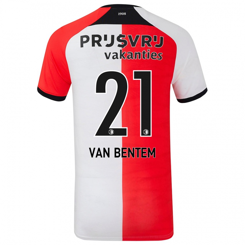 Niño Camiseta Tess Van Bentem #21 Rojo Blanco 1ª Equipación 2024/25 La Camisa Perú