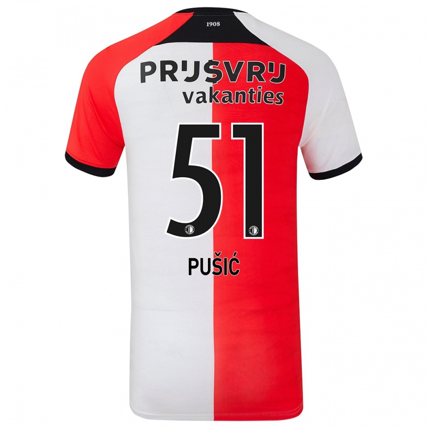 Niño Camiseta Noah Pušić #51 Rojo Blanco 1ª Equipación 2024/25 La Camisa Perú