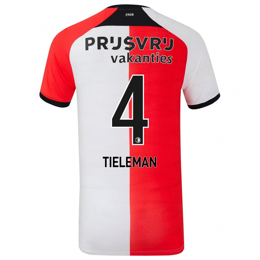 Niño Camiseta Jerry Tieleman #4 Rojo Blanco 1ª Equipación 2024/25 La Camisa Perú