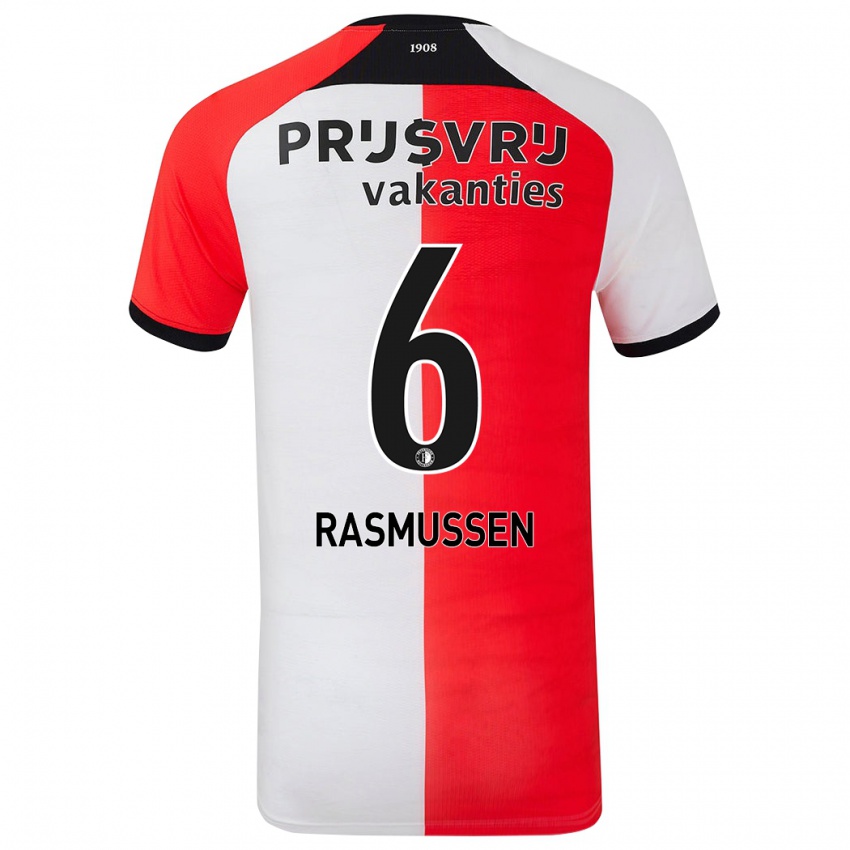 Niño Camiseta Jacob Rasmussen #6 Rojo Blanco 1ª Equipación 2024/25 La Camisa Perú