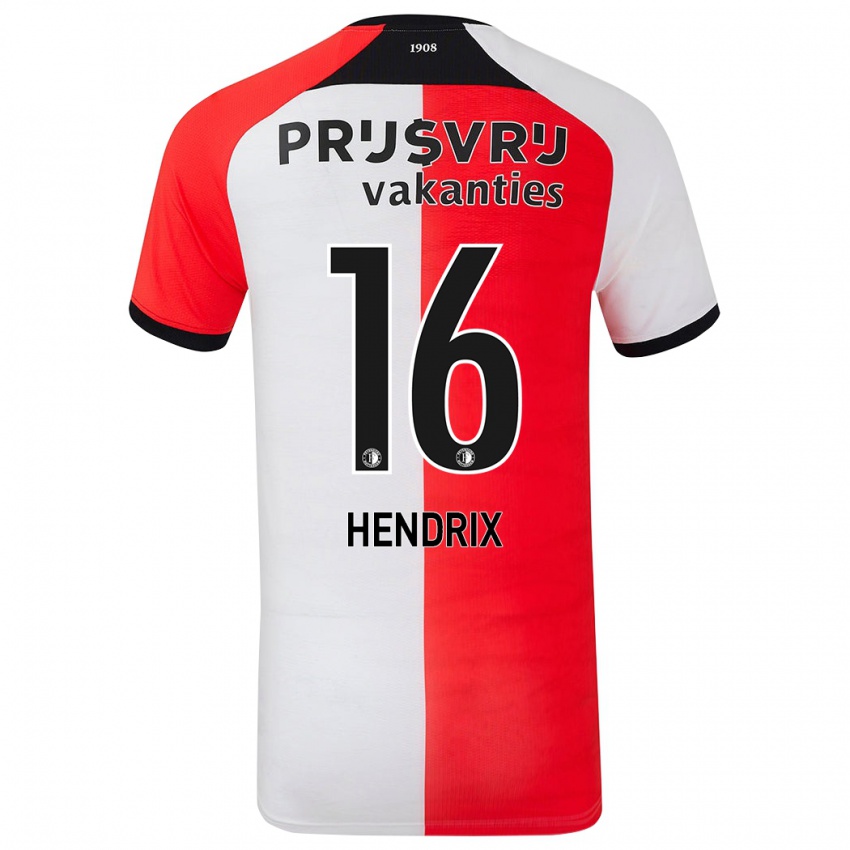 Niño Camiseta Jorrit Hendrix #16 Rojo Blanco 1ª Equipación 2024/25 La Camisa Perú