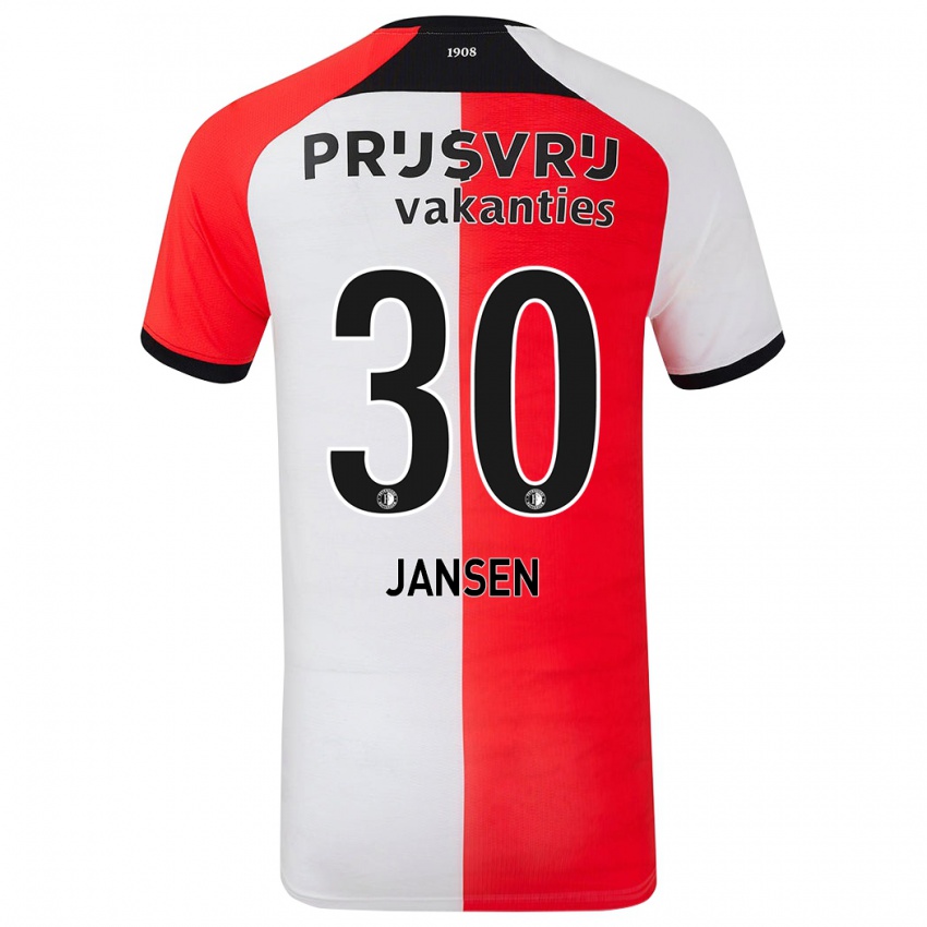 Niño Camiseta Thijs Jansen #30 Rojo Blanco 1ª Equipación 2024/25 La Camisa Perú