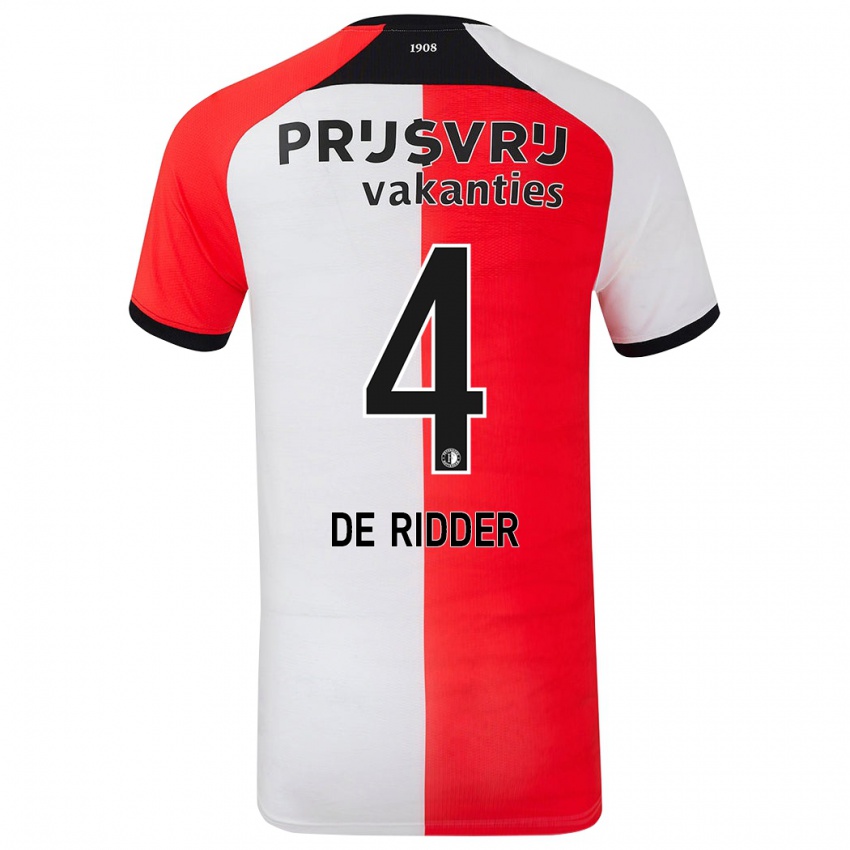 Niño Camiseta Robine De Ridder #4 Rojo Blanco 1ª Equipación 2024/25 La Camisa Perú