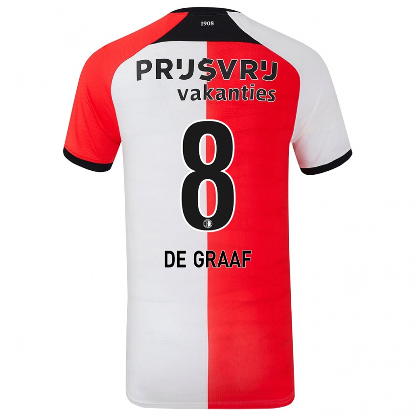 Niño Camiseta Esmee De Graaf #8 Rojo Blanco 1ª Equipación 2024/25 La Camisa Perú