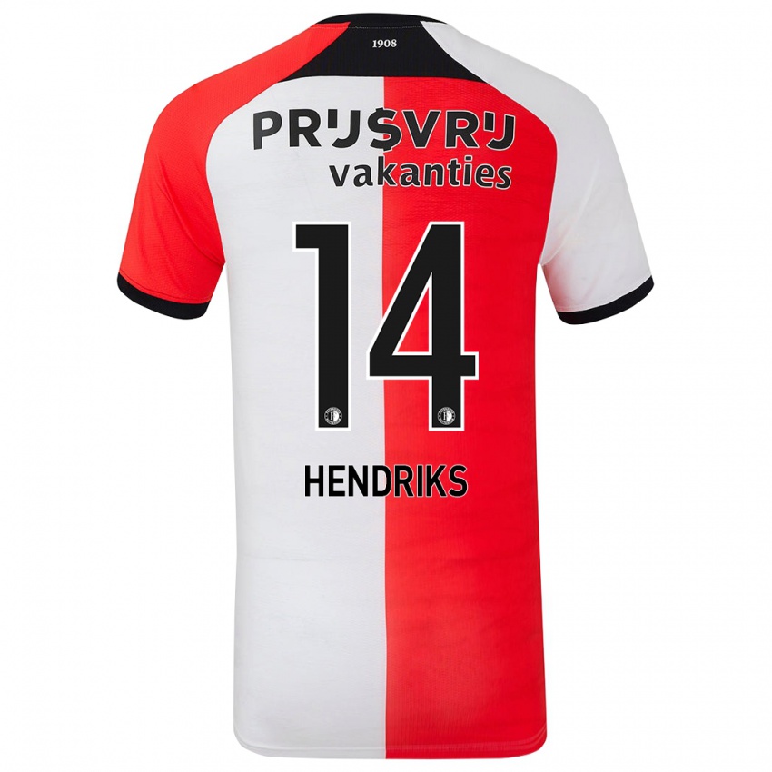 Niño Camiseta Kim Hendriks #14 Rojo Blanco 1ª Equipación 2024/25 La Camisa Perú