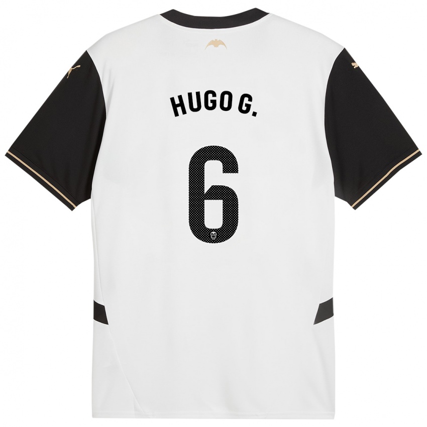 Niño Camiseta Hugo Guillamon #6 Blanco Negro 1ª Equipación 2024/25 La Camisa Perú