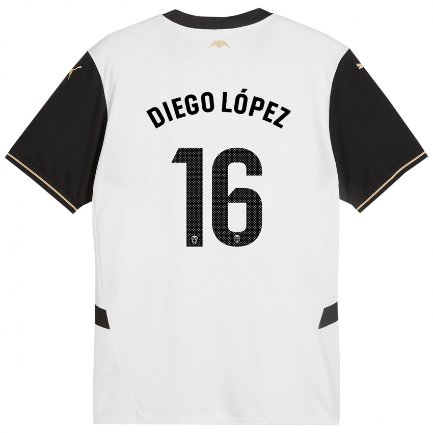 Niño Camiseta Diego Lopez #16 Blanco Negro 1ª Equipación 2024/25 La Camisa Perú