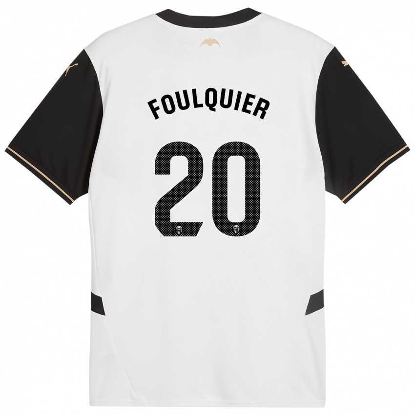 Niño Camiseta Dimitri Foulquier #20 Blanco Negro 1ª Equipación 2024/25 La Camisa Perú