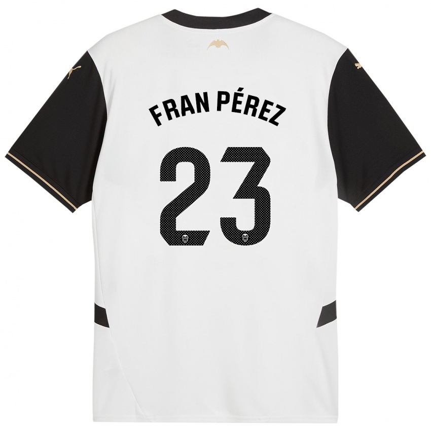 Niño Camiseta Fran Pérez #23 Blanco Negro 1ª Equipación 2024/25 La Camisa Perú