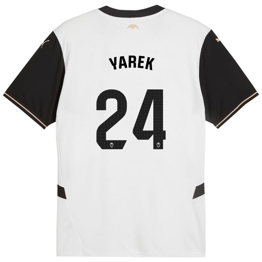 Niño Camiseta Yarek Gasiorowski #24 Blanco Negro 1ª Equipación 2024/25 La Camisa Perú