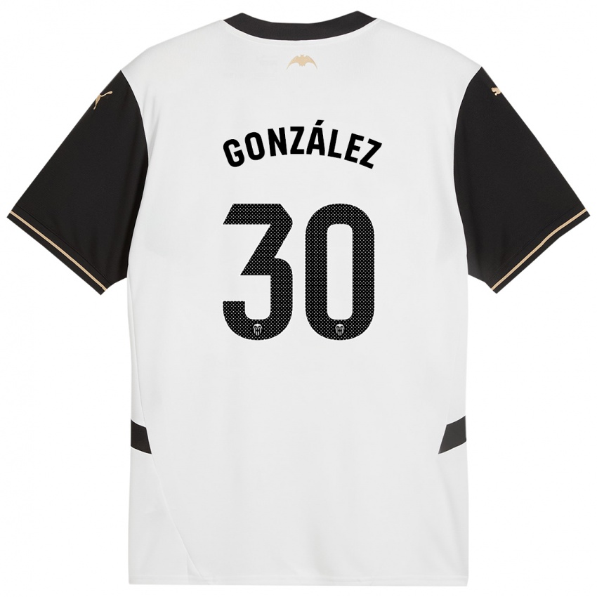 Niño Camiseta Hugo González #30 Blanco Negro 1ª Equipación 2024/25 La Camisa Perú