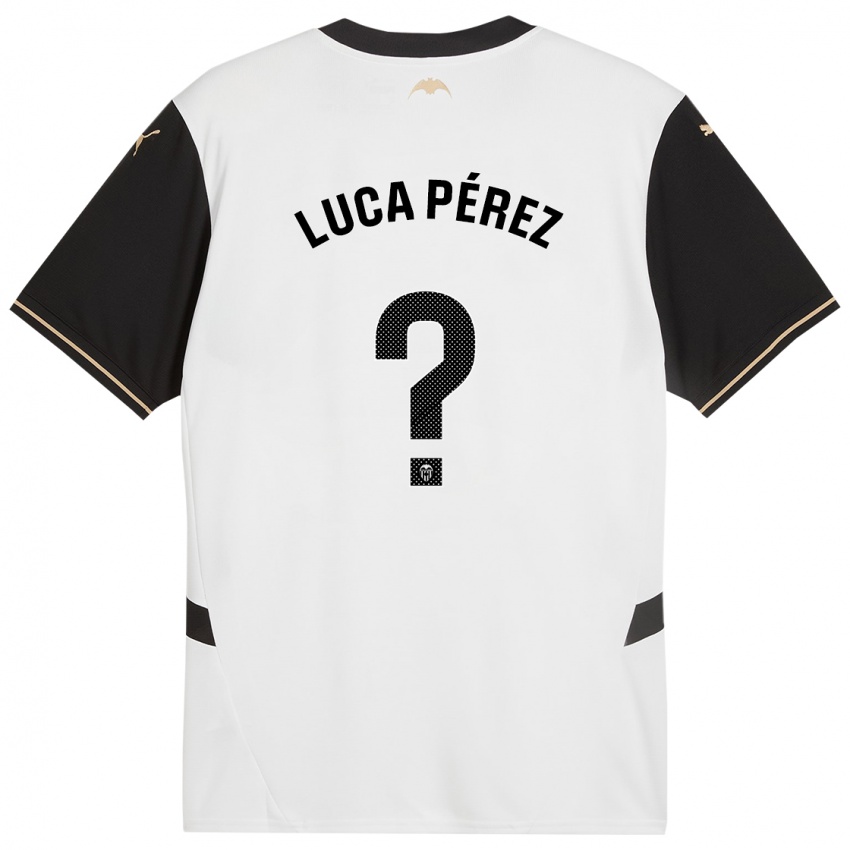 Niño Camiseta Simón Luca Pérez #0 Blanco Negro 1ª Equipación 2024/25 La Camisa Perú