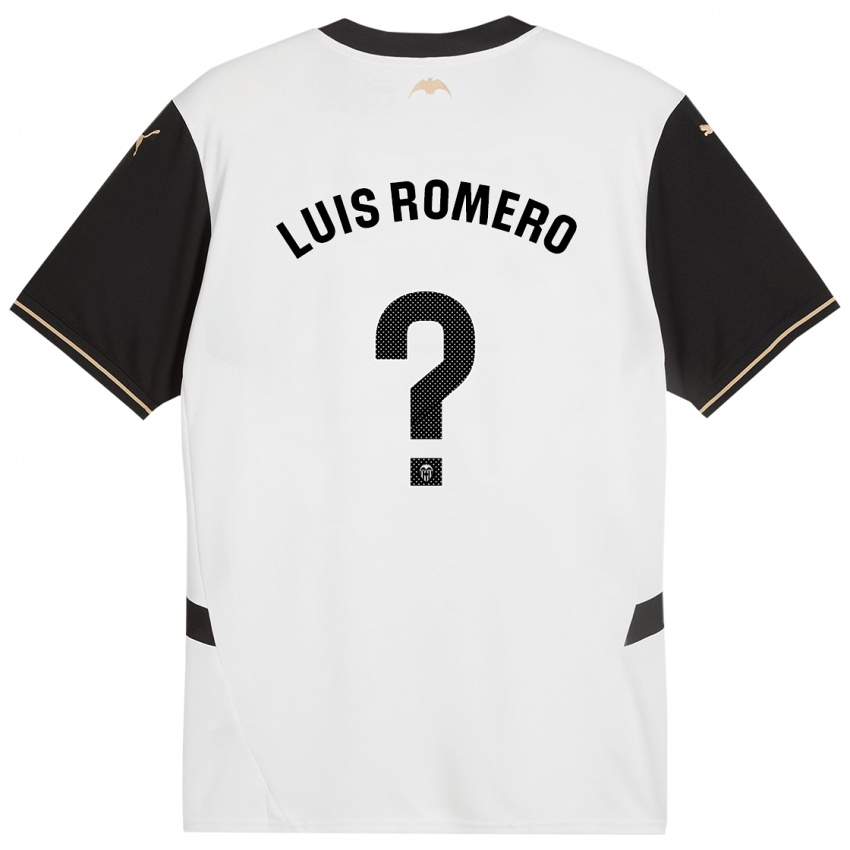 Niño Camiseta Luis Romero #0 Blanco Negro 1ª Equipación 2024/25 La Camisa Perú