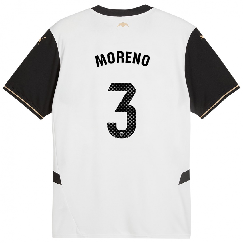 Niño Camiseta Diego Moreno #3 Blanco Negro 1ª Equipación 2024/25 La Camisa Perú