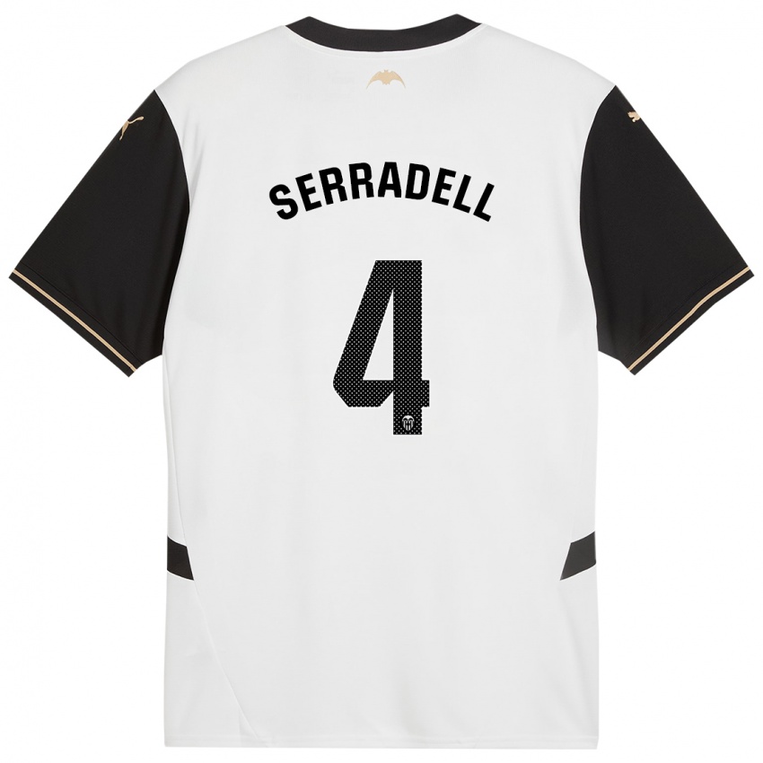 Niño Camiseta Álex Serradell #4 Blanco Negro 1ª Equipación 2024/25 La Camisa Perú