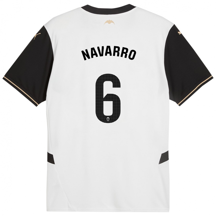 Niño Camiseta Javi Navarro #6 Blanco Negro 1ª Equipación 2024/25 La Camisa Perú