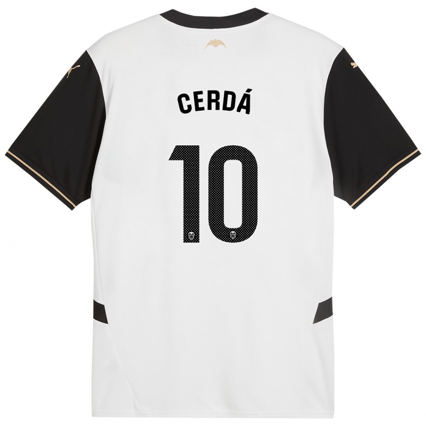 Niño Camiseta Alex Cerdá #10 Blanco Negro 1ª Equipación 2024/25 La Camisa Perú