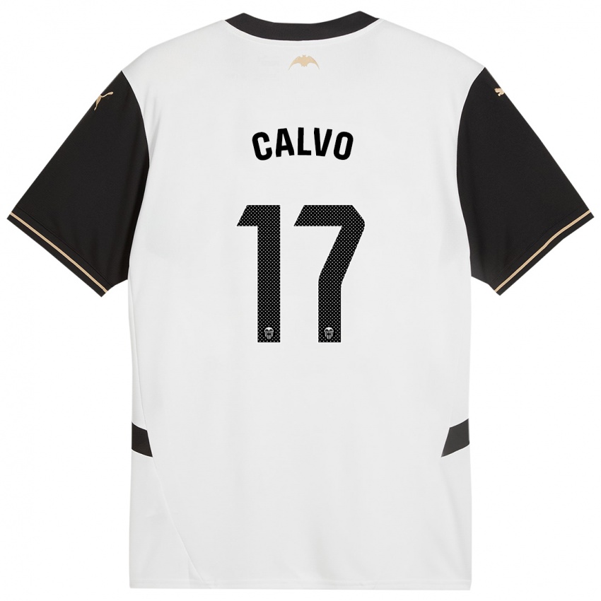 Niño Camiseta Borja Calvo #17 Blanco Negro 1ª Equipación 2024/25 La Camisa Perú