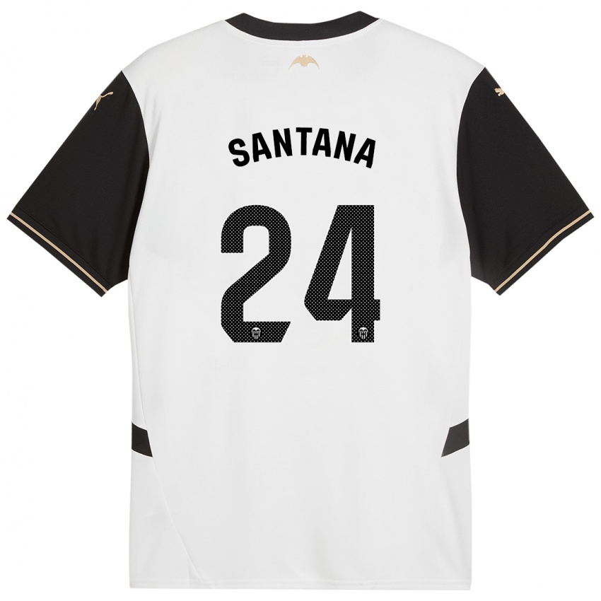 Niño Camiseta Ismael Santana #24 Blanco Negro 1ª Equipación 2024/25 La Camisa Perú