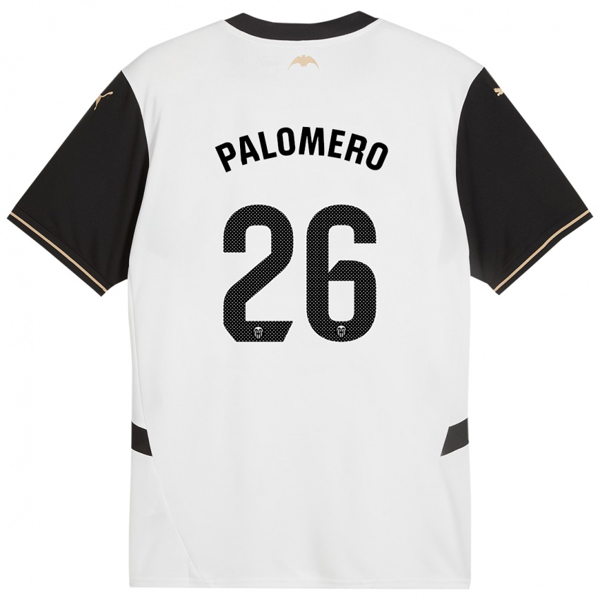 Niño Camiseta Marc Palomero #26 Blanco Negro 1ª Equipación 2024/25 La Camisa Perú