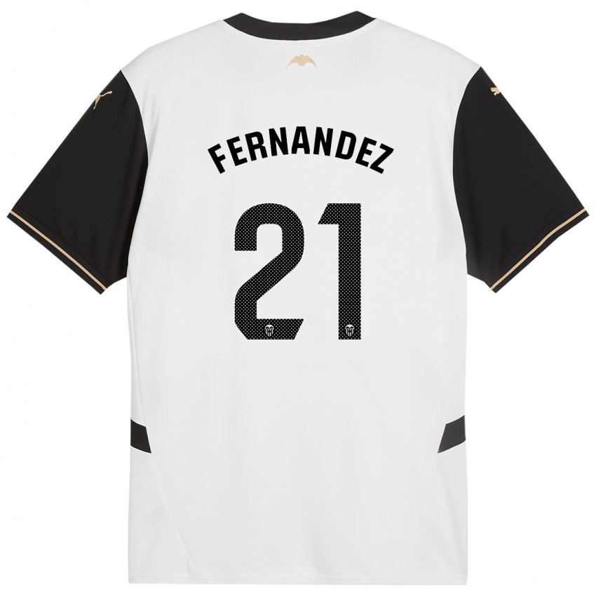 Niño Camiseta Estela Fernández #21 Blanco Negro 1ª Equipación 2024/25 La Camisa Perú