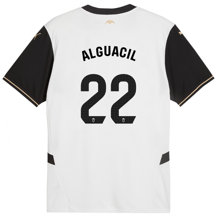 Niño Camiseta Ainhoa Alguacil #22 Blanco Negro 1ª Equipación 2024/25 La Camisa Perú