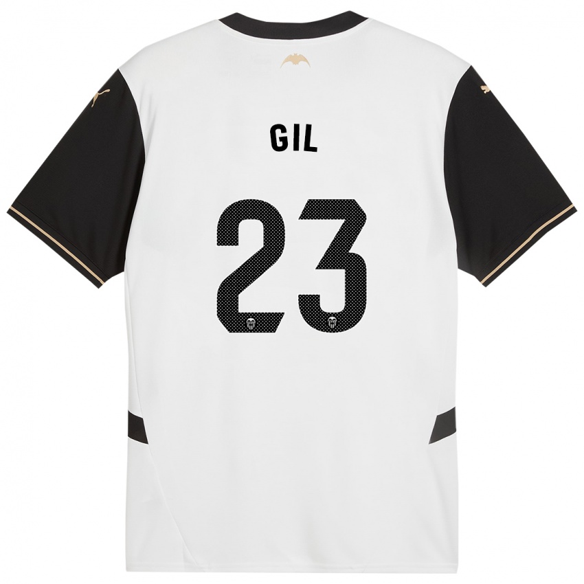 Niño Camiseta Elena Gil #23 Blanco Negro 1ª Equipación 2024/25 La Camisa Perú