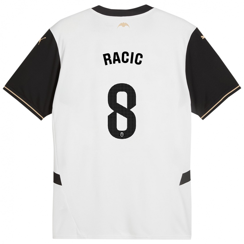 Niño Camiseta Uros Racic #8 Blanco Negro 1ª Equipación 2024/25 La Camisa Perú