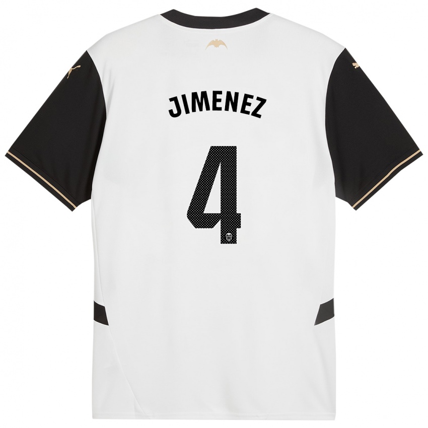 Niño Camiseta Maria Jimenez #4 Blanco Negro 1ª Equipación 2024/25 La Camisa Perú