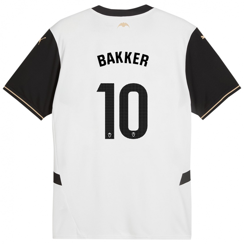 Niño Camiseta Linda Bakker #10 Blanco Negro 1ª Equipación 2024/25 La Camisa Perú