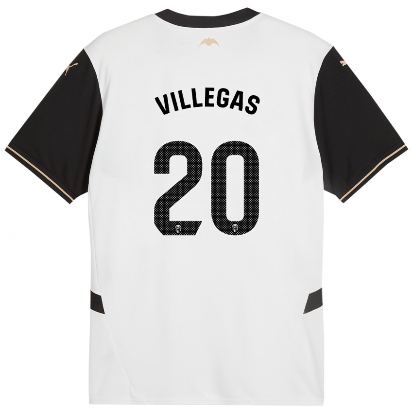 Niño Camiseta Noelia Villegas #20 Blanco Negro 1ª Equipación 2024/25 La Camisa Perú