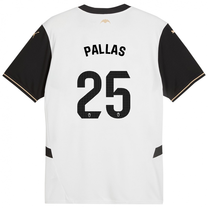 Niño Camiseta Nerea Pallas #25 Blanco Negro 1ª Equipación 2024/25 La Camisa Perú