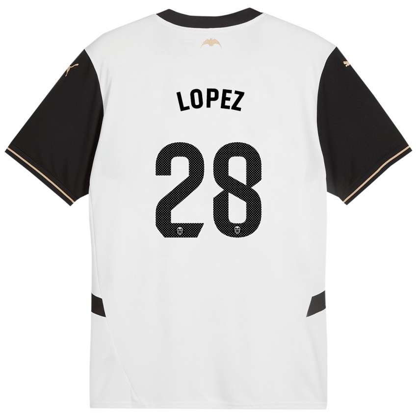 Niño Camiseta Saray Lopez #28 Blanco Negro 1ª Equipación 2024/25 La Camisa Perú